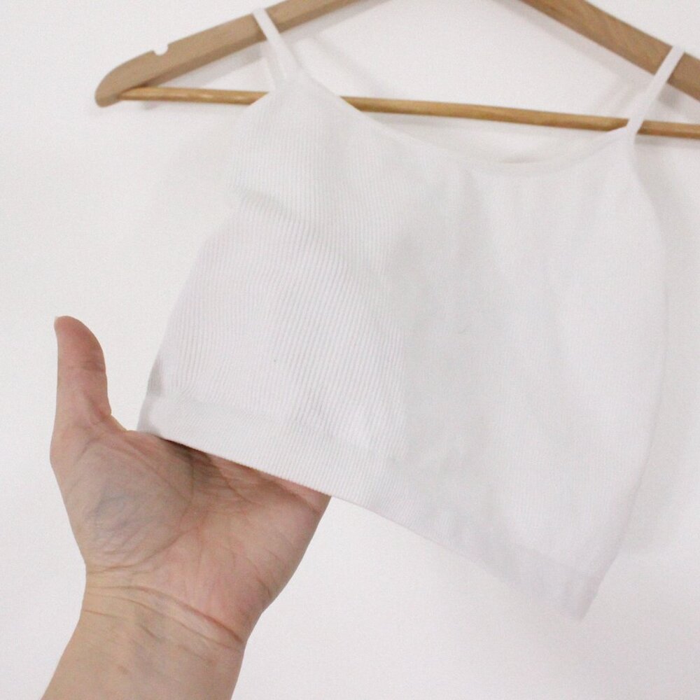 Bozzolo White Ribbed Cropped Top - Picture 7 of 8